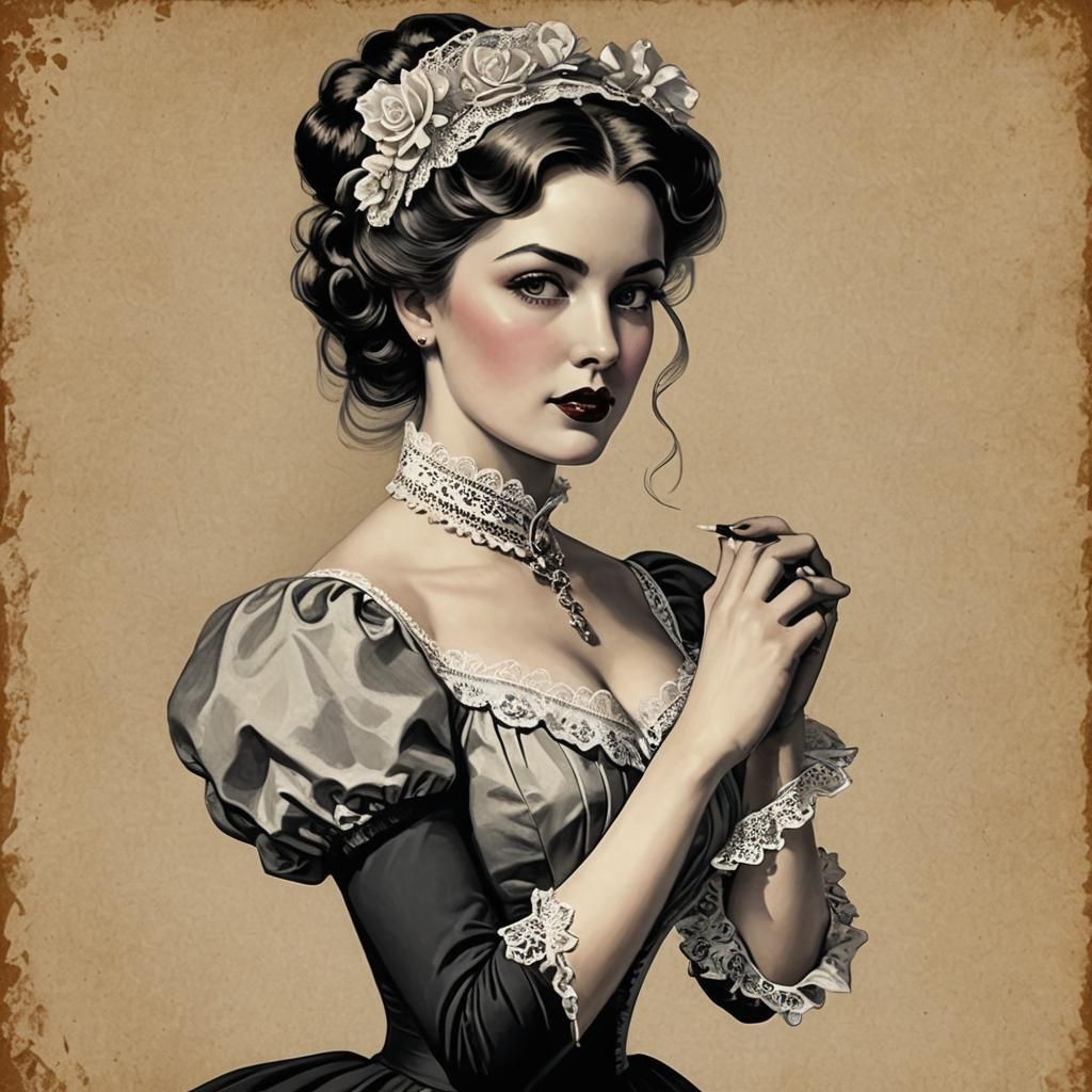 Victorian Woman in Pinup Style