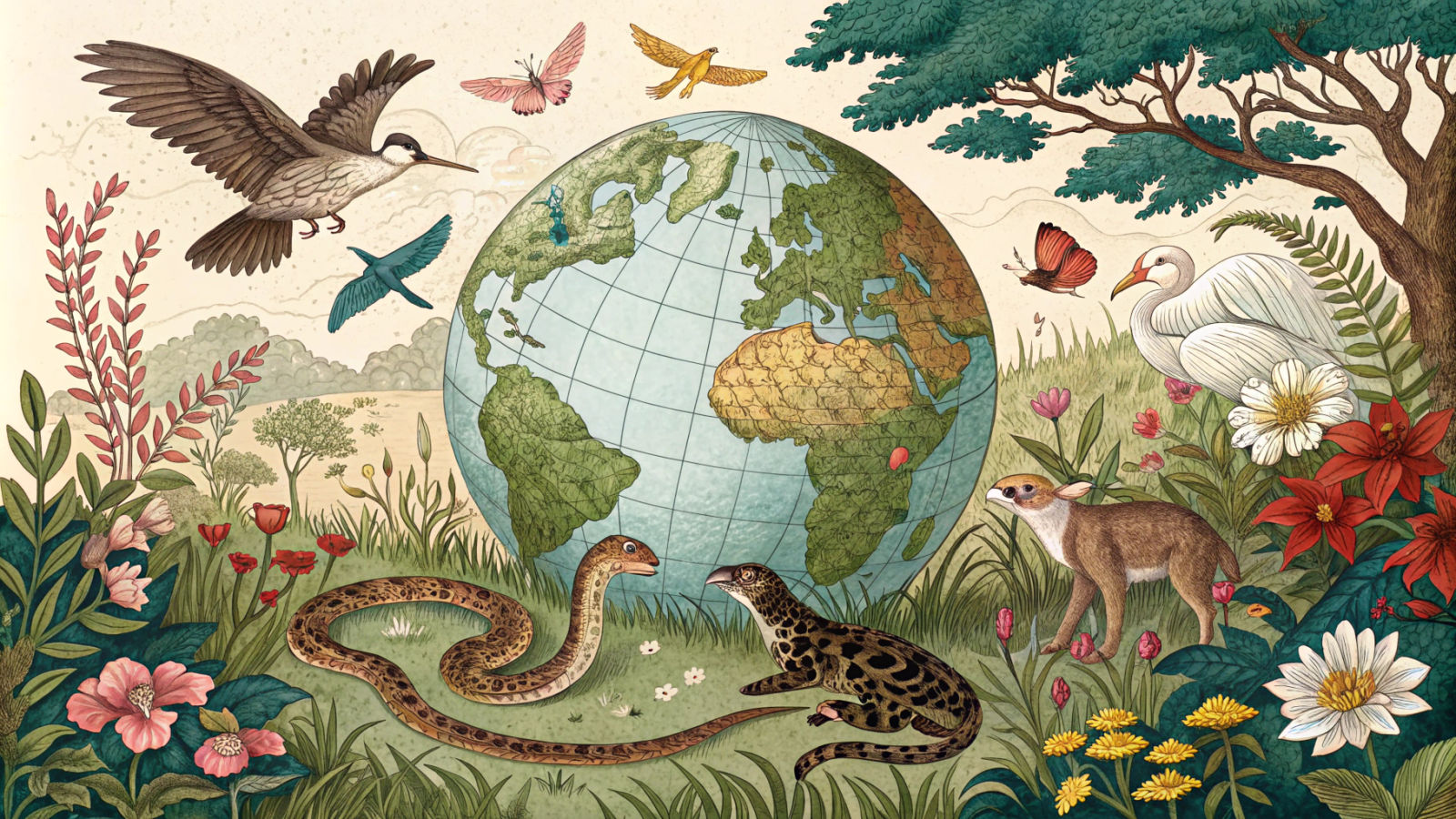 Biogeography: Eden Wildlife Map in Graphic Style