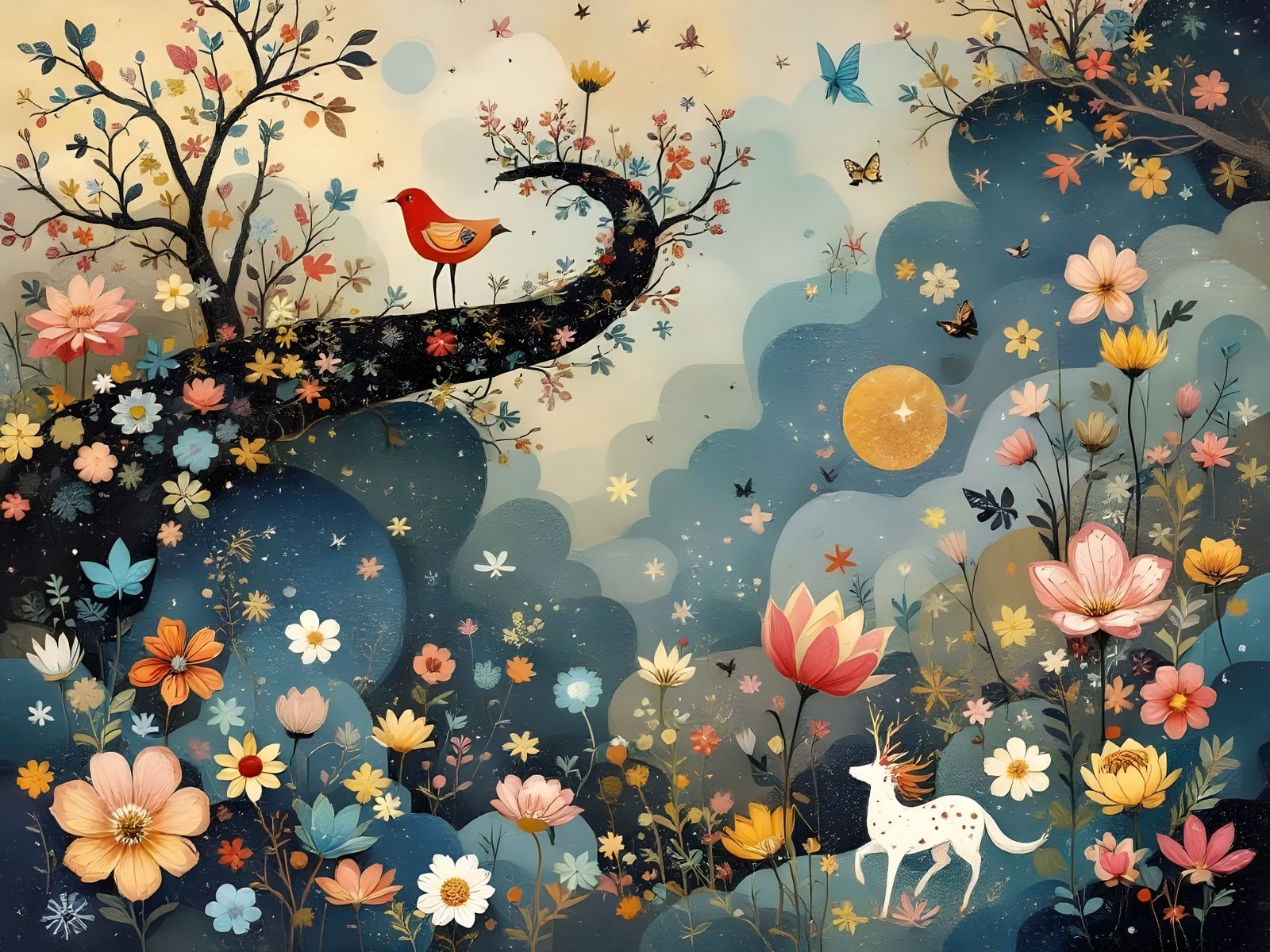 Whimsical Fairytale in Digital Collage Style