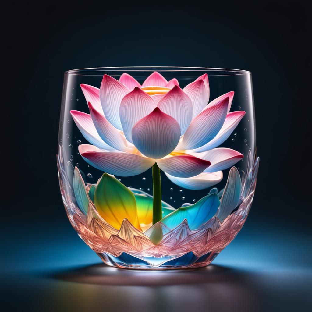 Crystal Lotus in Hyperrealistic Splash Art Style