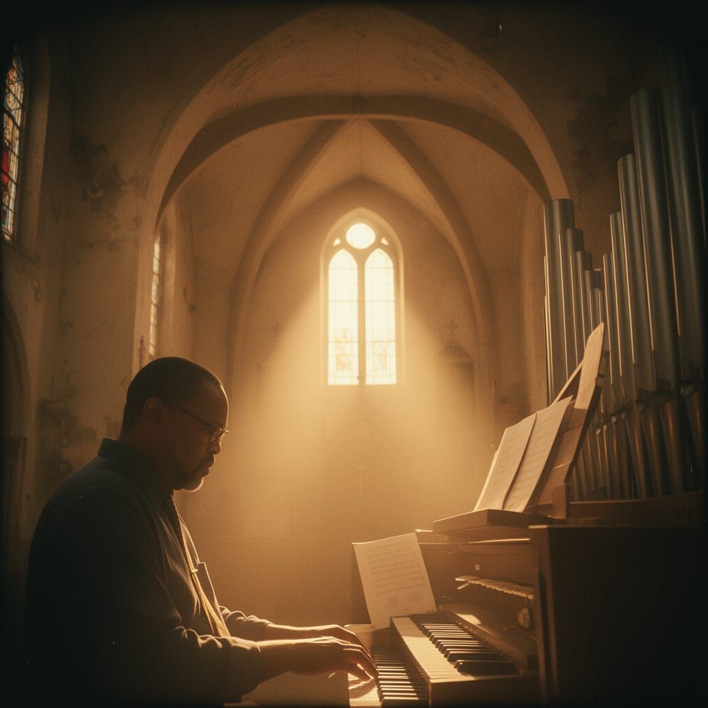 Caribbean Organist in Sun-Drenched Church