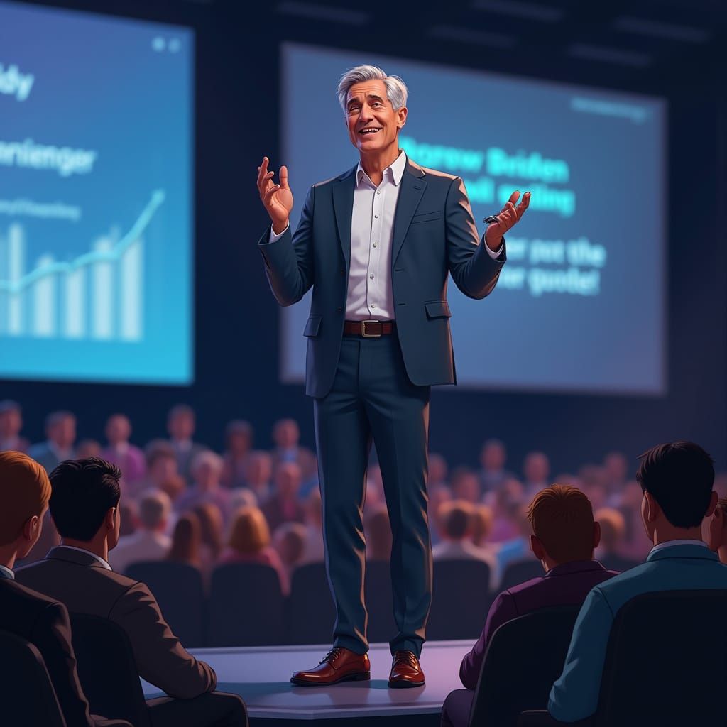 Successful Entrepreneur Inspires at a Modern Conference