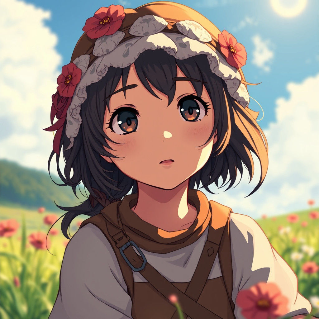 Anime Shepherdess Girl in Studio Ghibli Style