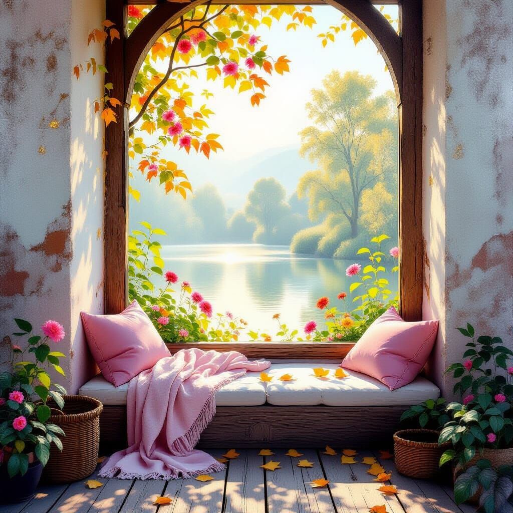 Metamodern Resting Nook with Luminous Brushstrokes