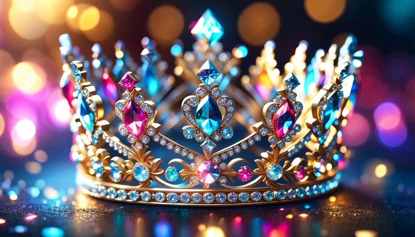 Shimmering Diamond Crown in Bokeh Lighting