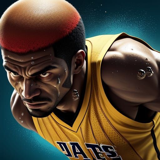 Hyperrealistic Basketball Player in Vibrant Splash Art