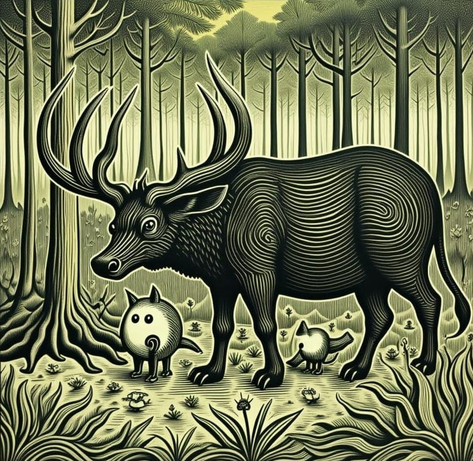 Woodcut Style Graphic Image