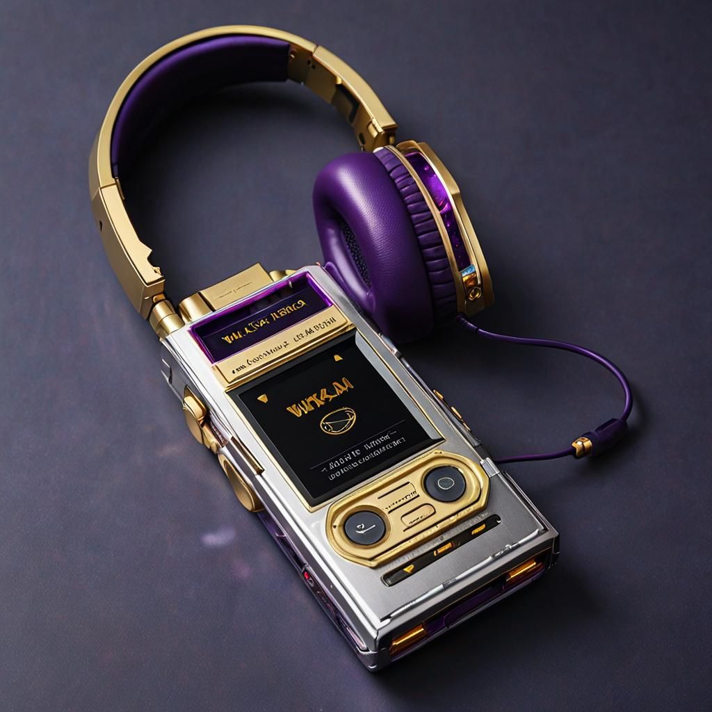 Silver and Gold Walkman with Crystal Headphones