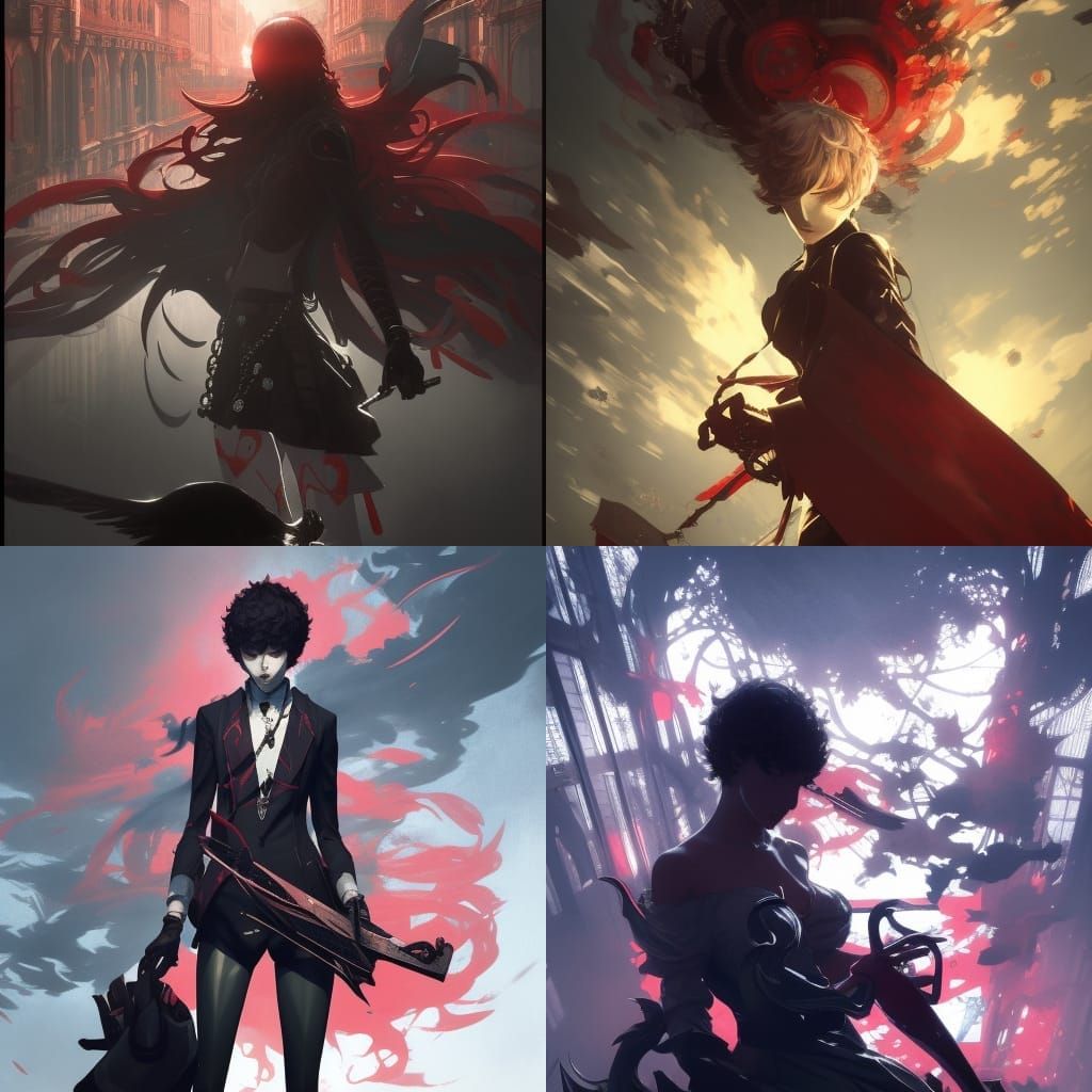 Persona 5 Inspired Dark Fantasy Art Nouveau Portrait