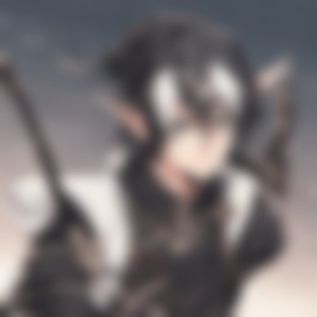 Anime Style Elf Archer with Black and White Hair