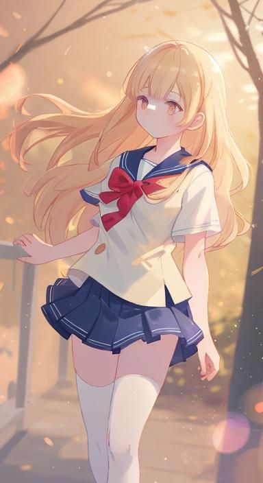 Anime Girl in Sailor Uniform: 3D Rendered Art