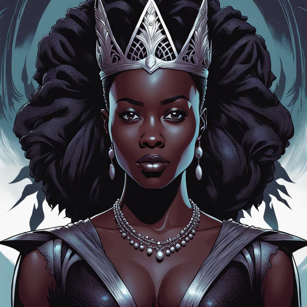 Dark Witch Queen Portrait in Comic Book Art