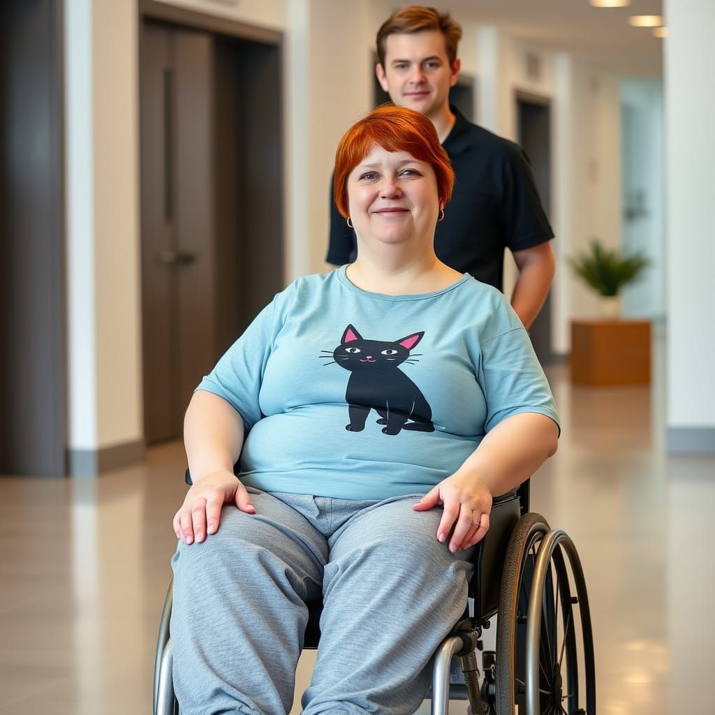 Young Woman in Wheelchair Surrounded by Everyday Office Deta...