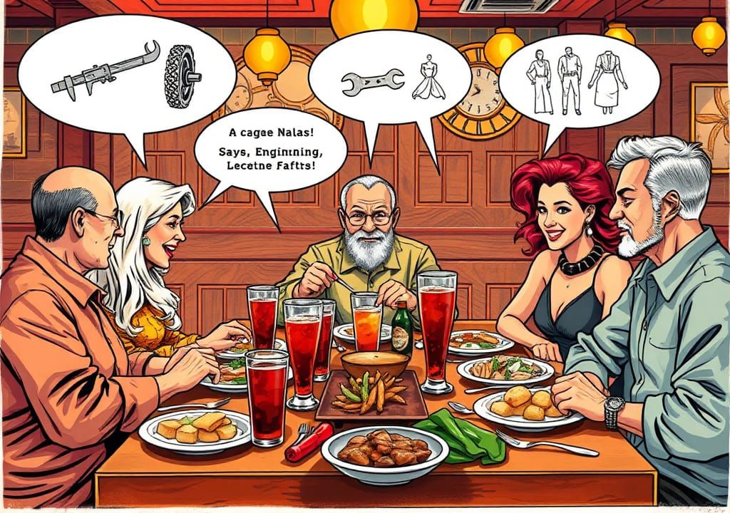Lively Cape-Malay Dinner in Comic Book Style