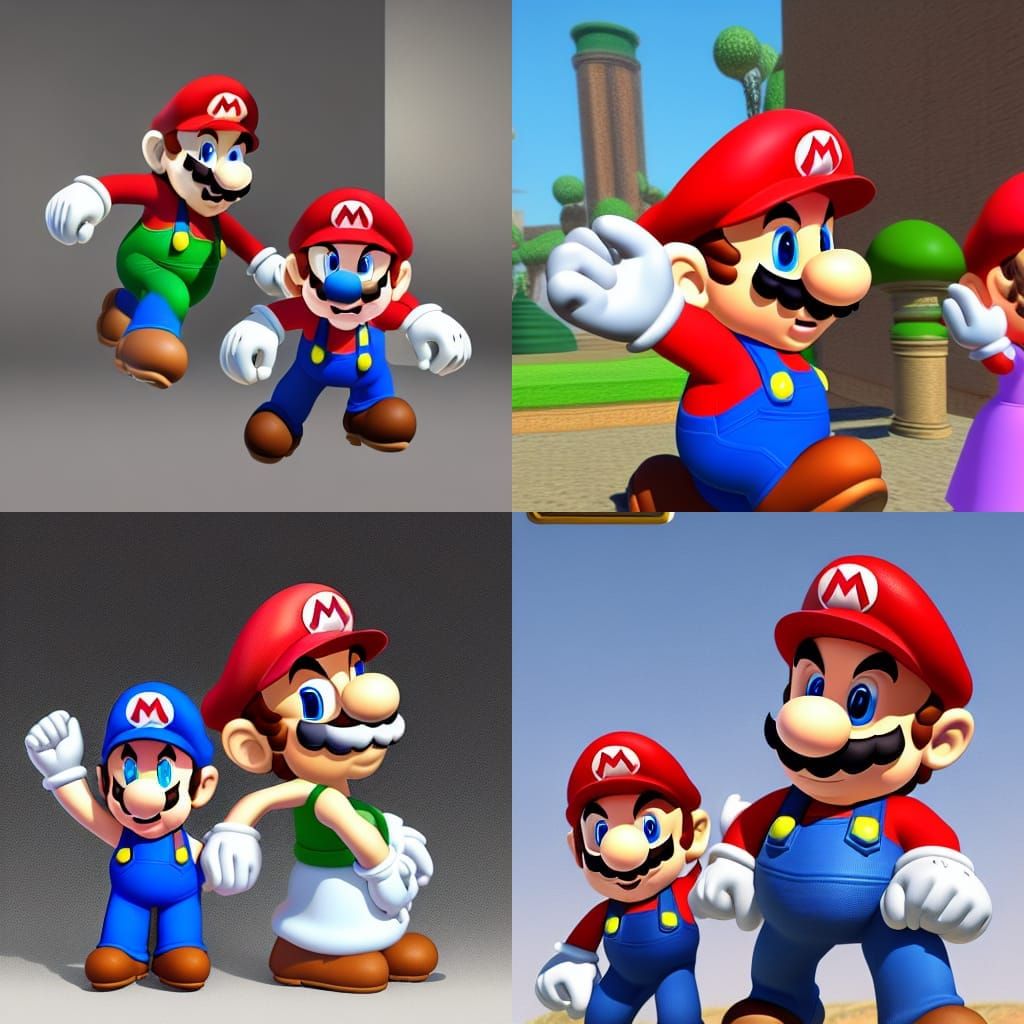 Mario Brothers and Princess: Moebius and Giger Fusion