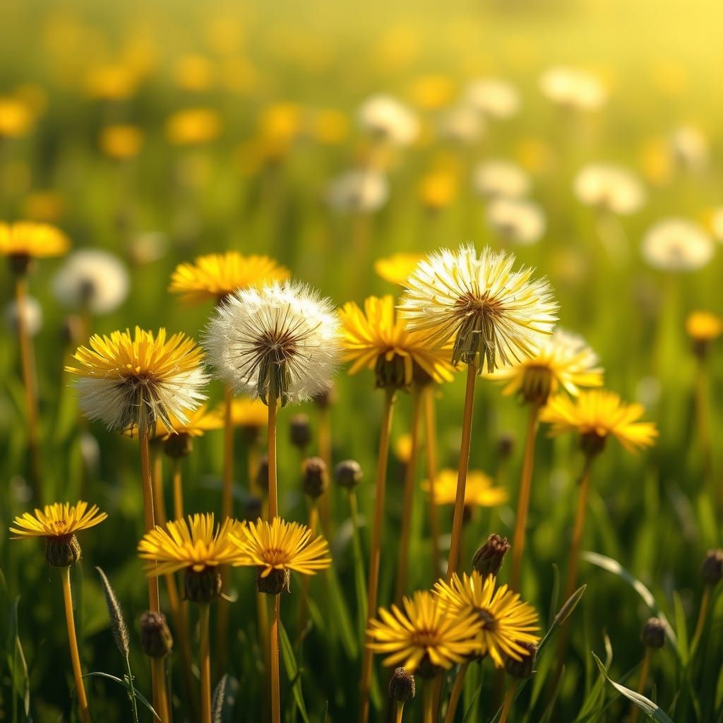 Dazzling Dandelions Thrive in a Vibrant, Sunlit Meadow