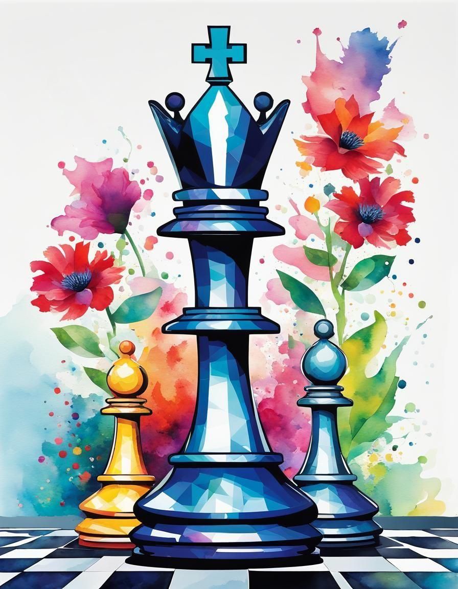 Flowered Chess Piece in Vector Art Mosaic