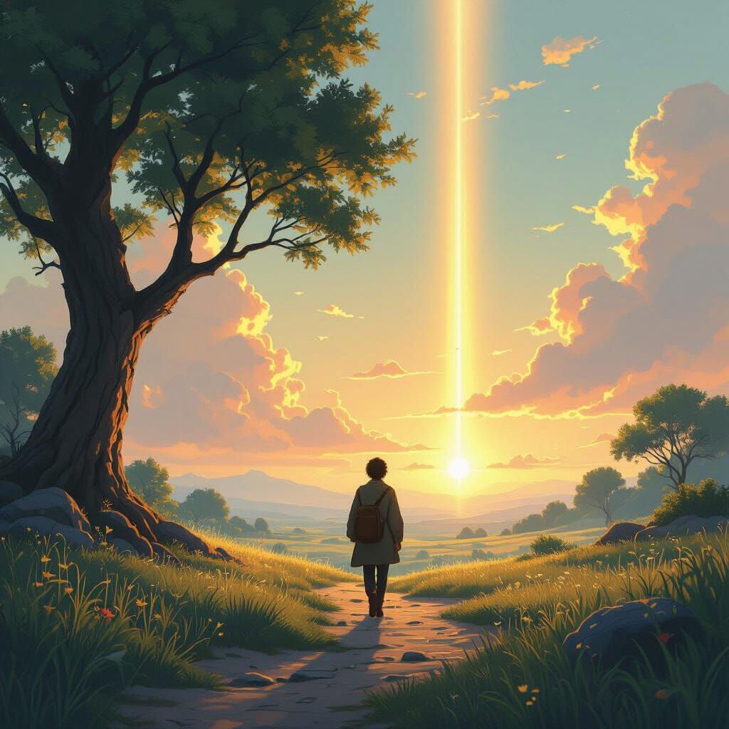 Jacob Guided by Divine Light in Ancient Landscape