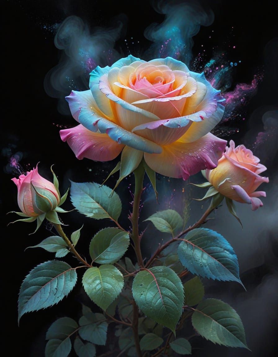 Pastel Rainbow Rose in Ethereal Mist