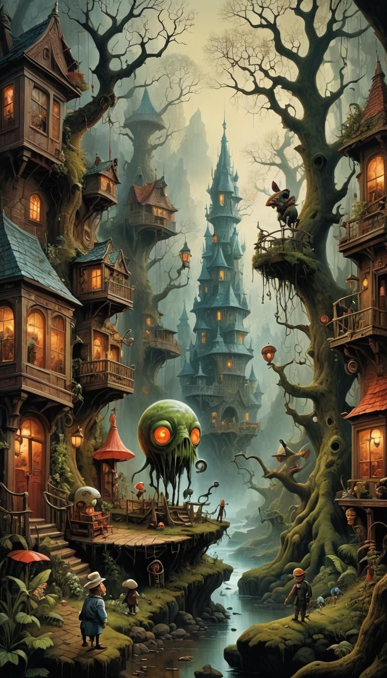 Eccentric Character in a Detailed Scenic Painting