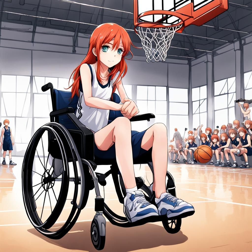 Anime Girl in Wheelchair Plays Basketball