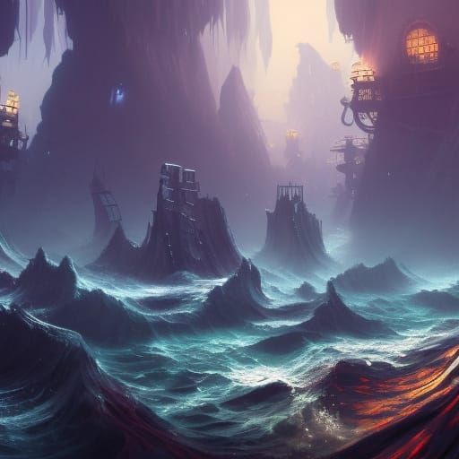 Davy Jones' Locker: Detailed Matte Painting