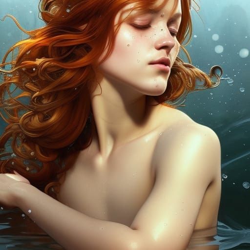 Auburn Haired Girl Portrait in Hyperdetailed Style