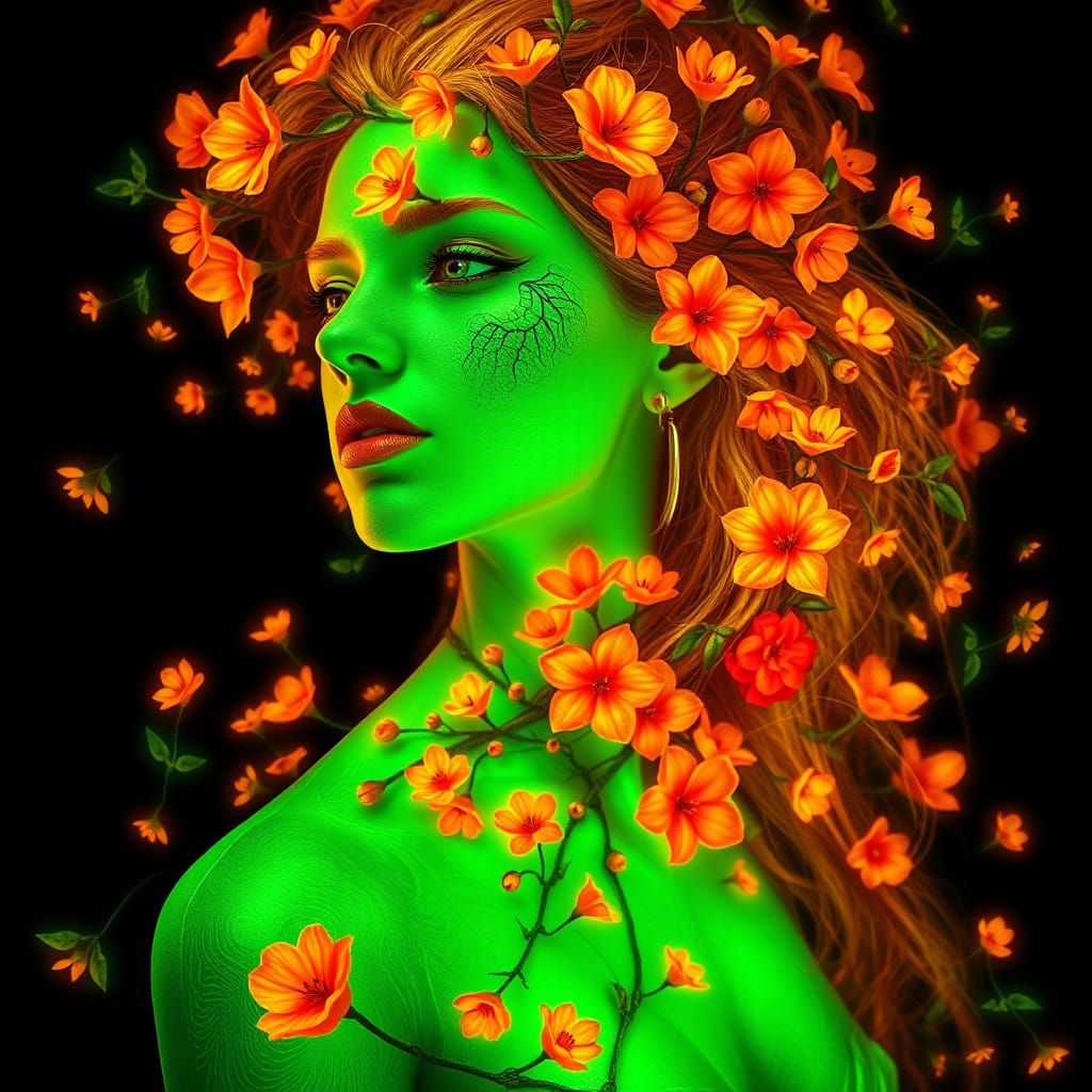 Neon Green Nature Spirit Portrait