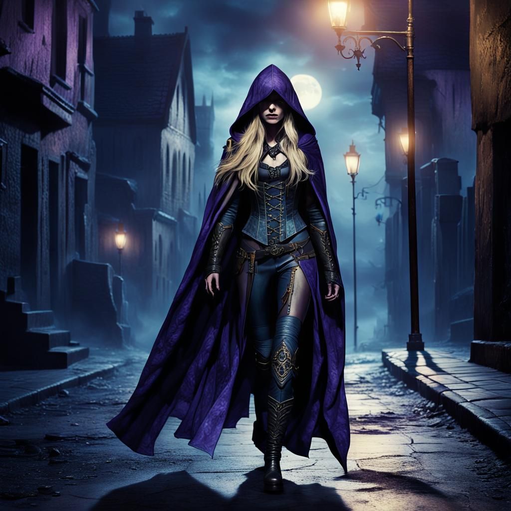 Fantasy Art: Woman Walking on Deserted Street