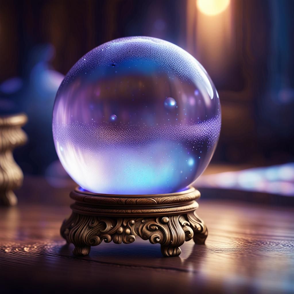 Ethereal Crystal Ball with Inner Blue-Violet Light
