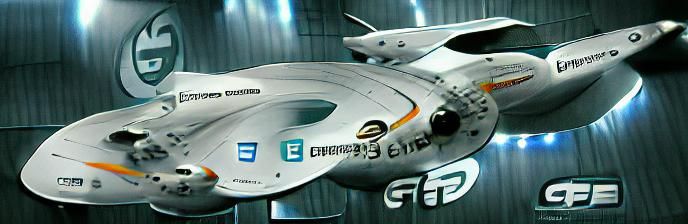 Futuristic Starship Exploring Deep Space in Sci-Fi Style