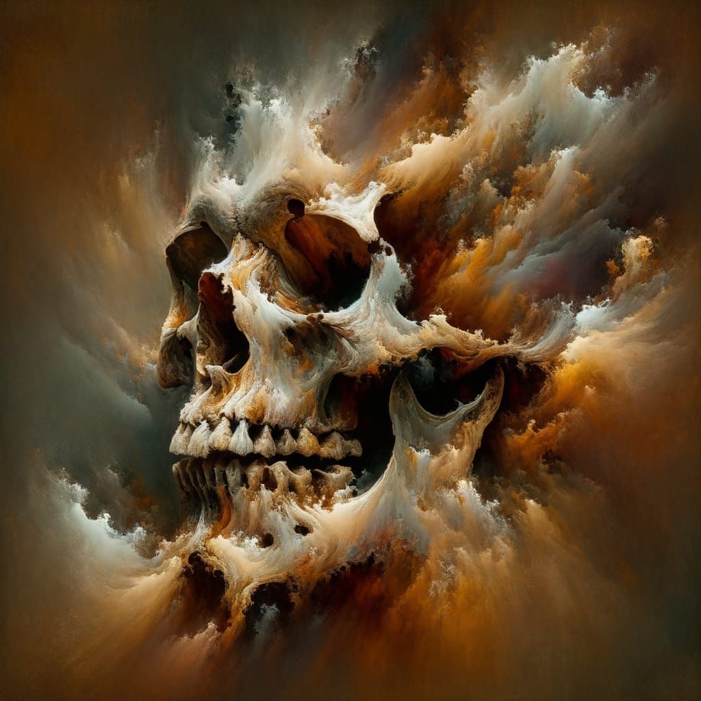 Decaying Skull: Abstract Realism in Earth Tones