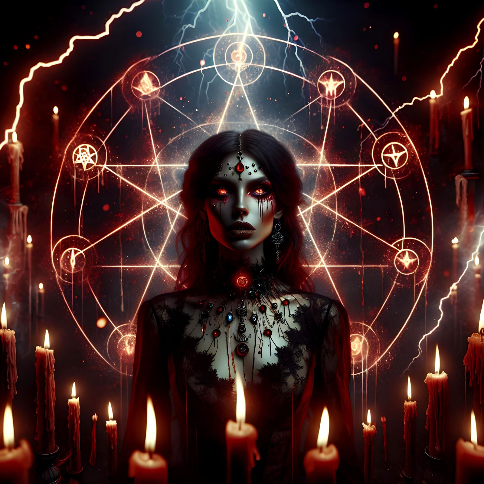 Elemental Witch Ritual in Dark Enchanted Forest