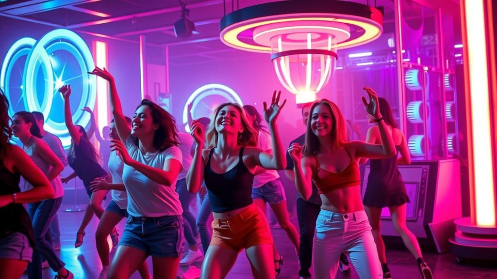 Ethereal Disco Dance Floor in Vibrant Neon