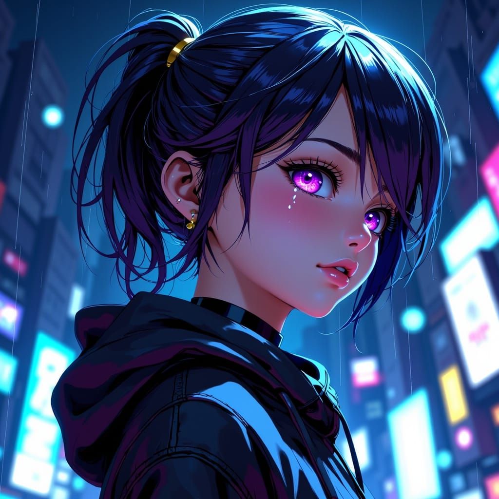 Anime Girl Crying in the Rain, Manga Style