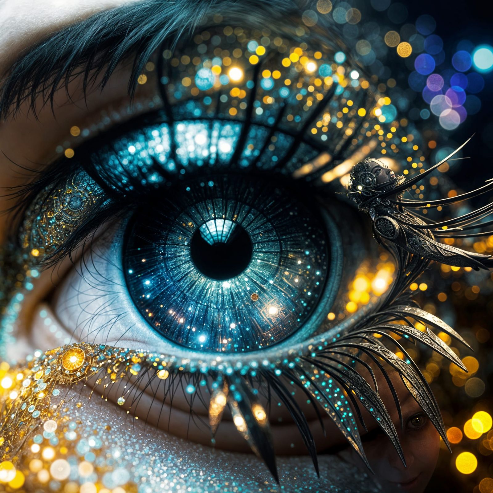 Glittering Midnight Garden Eye, Detailed 3D Render