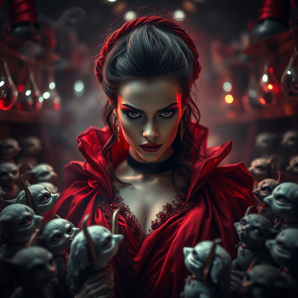 Majestic Goddess Unleashes Fury in Dark, Chaotic Dollhouse