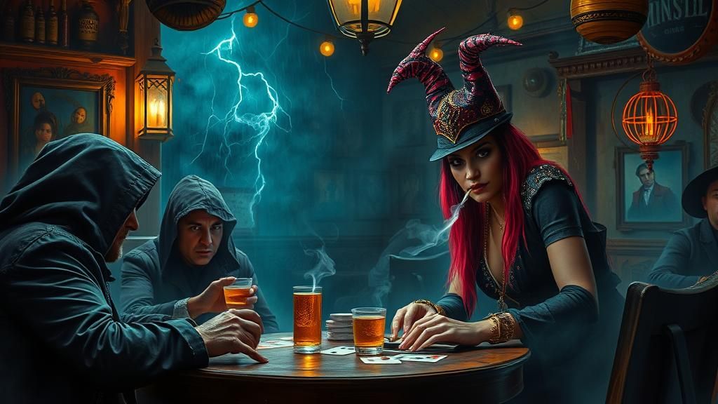 Punk Rock Sorceress Plays Cards: Rembrandt-Inspired