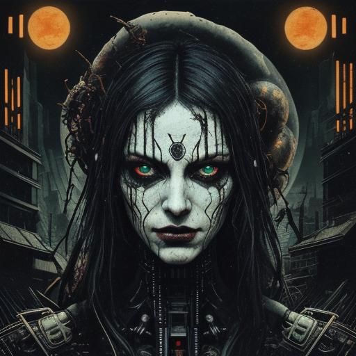 Disturbing Analog Horror: VHS Glitch in Biopunk Cityscape