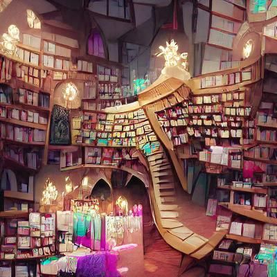 Enchanting Magical Bookstore Scene