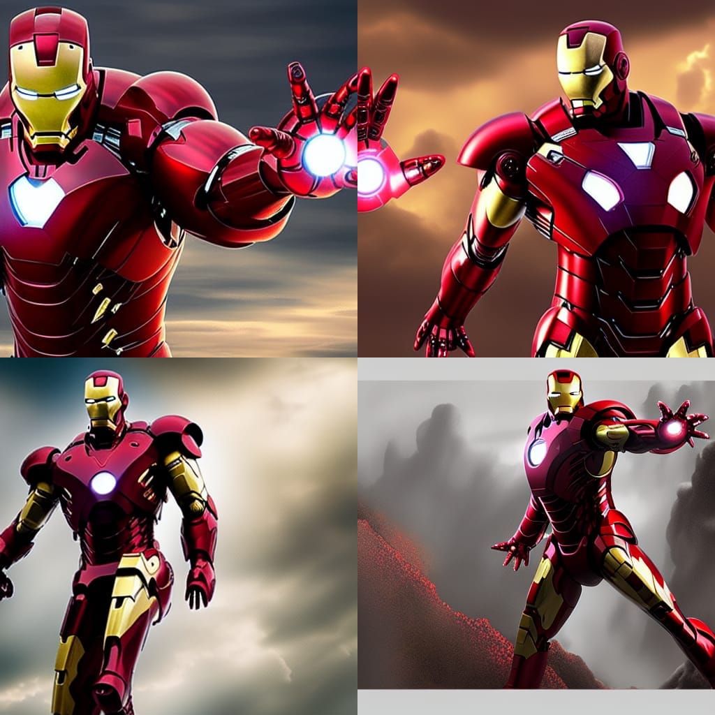 Epic Red and Black Iron Man Digital Painting