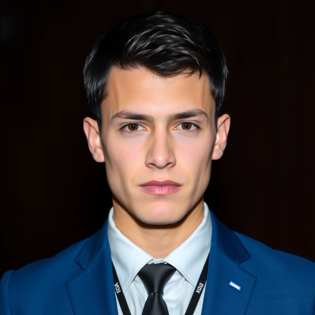 Formal Portrait of a Young Man in a Blue Suit