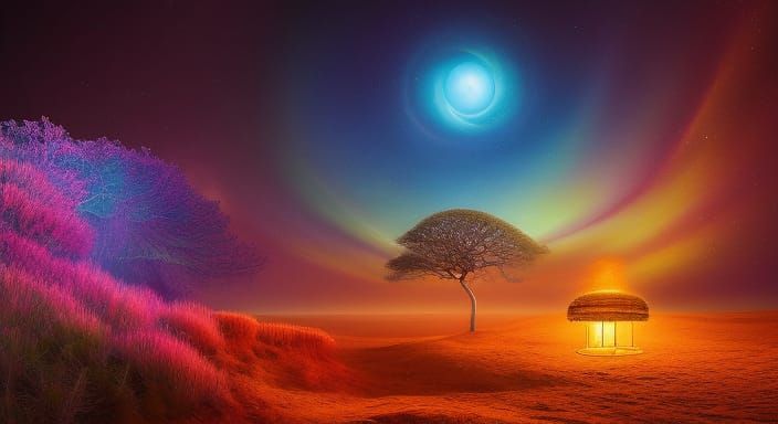 Surreal Portrait Exploring Human Connection in Rich Colors