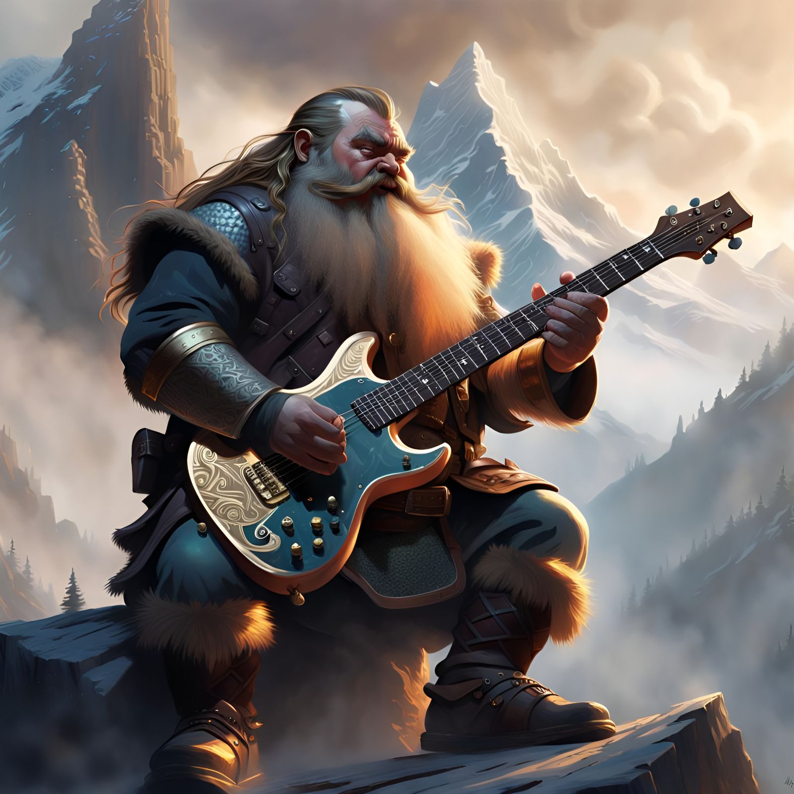 Gimli Shreds: Dwarf Rocking Electric Guitar