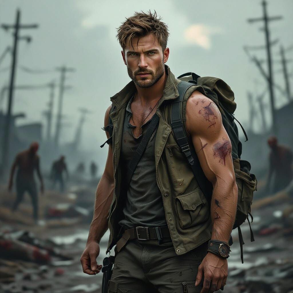 Man in Zombie Apocalypse: Realistic Digital Art