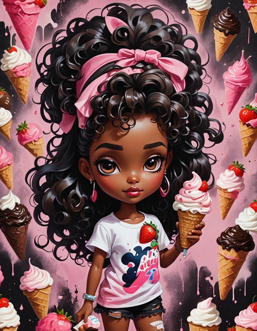 Bratz Doll with Ice Cream in Anime Style