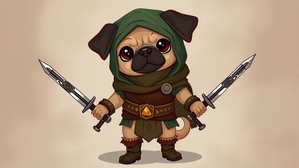Celtic Warrior Chibi with Pug and Chihuahua Features