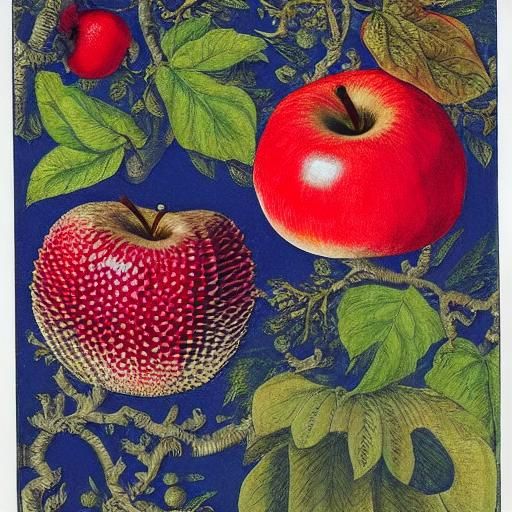 Kirigami Hedgehog and Apple, Surreal Style