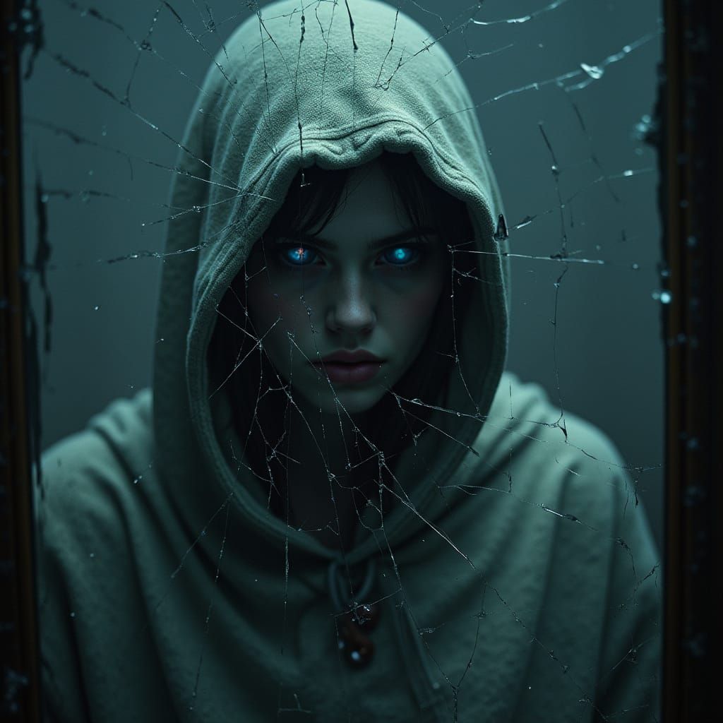 Cracked Mirror Reflects Mysterious Face