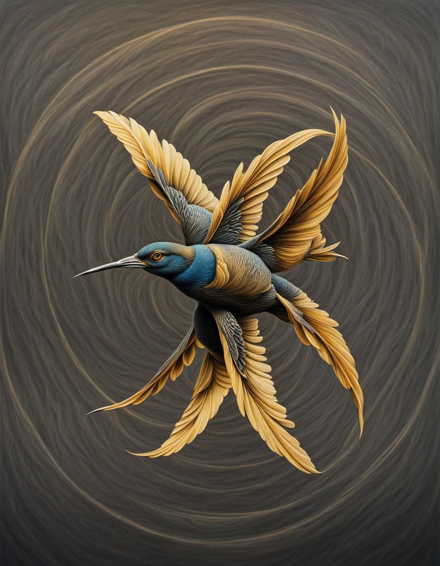 Whirlybird in Wind: Surreal Charcoal Drawing